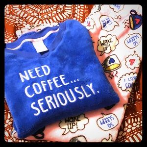 Super Soft Plush Coffee Lover PJ Set Size L